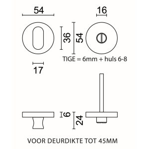 WC garnituur rond SHAPE FLAT INOX PLUS