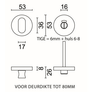 WC garnituur rond SHAPE ZERO INOX TIGE 120MM