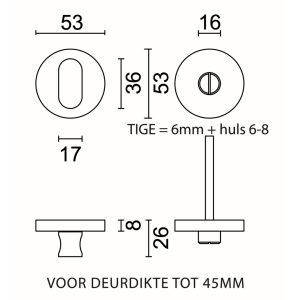 WC garnituur rond SHAPE ZERO INOX ZONDER ROOD/WIT