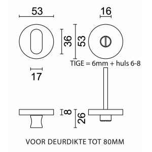 WC garnituur rond SHAPE ZERO INOX ZONDER ROOD/WIT TIGE 120MM