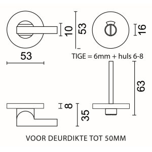 WC garnituur rond SHAPE ZERO INOX MET STEELTJE