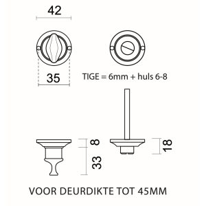 WC garnituur rond retro 43MM CLASSIC INOX LOOK