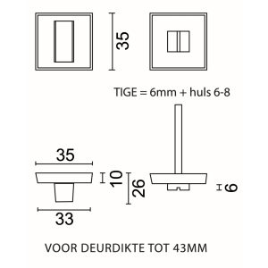 WC garnituur SQUARE 35MM WIT STRUCTUUR