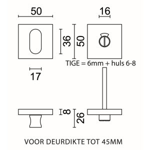 WC garnituur SQUARE SHAPE INOX PLUS