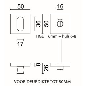 WC garnituur SQUARE SHAPE INOX PLUS TIGE 120MM