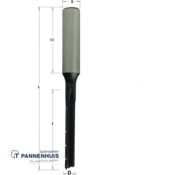 CMT Langgatboor, rechts D=6mm I=50mm LT=105mm S=16x50mm Z2 RH (rechtsdraaiend) HL