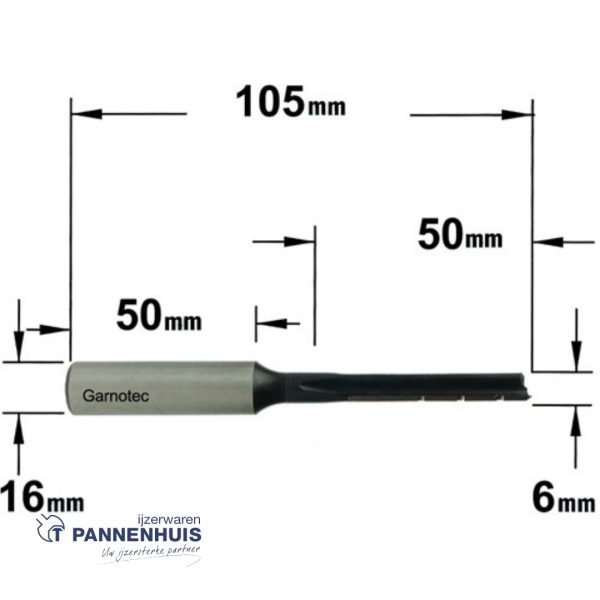 CMT Langgatboor, rechts D=6mm I=50mm LT=105mm S=16x50mm Z2 RH (rechtsdraaiend) HL - Afbeelding 2