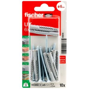 fischer Universeelplug UX  6 x 50 R met rand en schroef (blister)