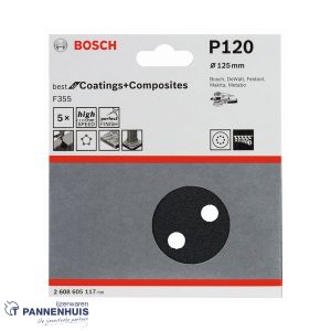 Bosch Schuurblad 5x 125 K120 BFS 8-gaten F355