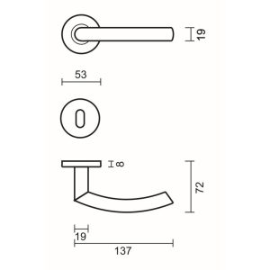 Deurkruk Pro C SHAPE 19mm Inox Plus R+E