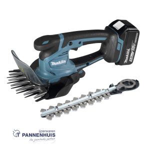 Makita DUM604RFEX Accu gras- en heggenschaar 18V met grasschaar 16cm en heggenschaarblad 20cm + 2x BL1830 + 1x DC18RC.