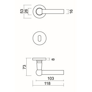 Deurkruk Pro RAILY L+L Zwart Structuur R+E