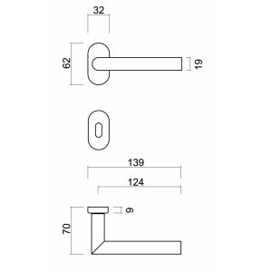 Deurkruk Pro PROFIEL I SHAPE 19MM INOX PLUS R+E