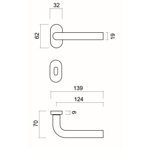 Deurkruk Pro PROFIEL L SHAPE 19MM INOX PLUS R+E