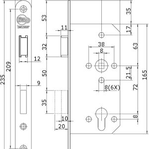 Litto cilinderslot A26E127 55 mm as 72mm inox L/R (Projectslot)