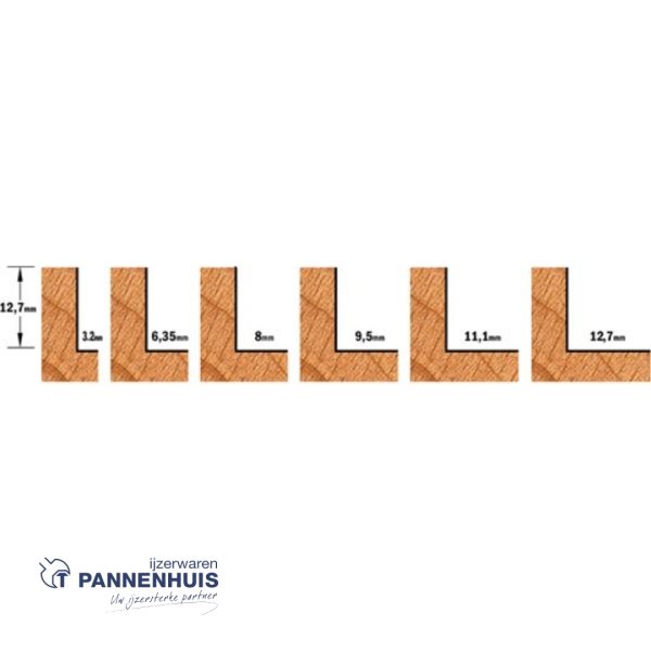 CMT Set met rabatfrees + 6 kogellagers, HW D=34,9 x 12.7mm L=59 S=8 Z2 - Afbeelding 3