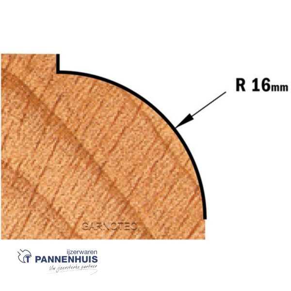 CMT Holle radiusfrees zonder opstaande kant, HW D=44,5 x 22mm R=16 L=63,5 S=8 Z2 - Afbeelding 3