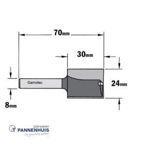 CMT Rechte groeffrees, HW D=24 x 30mm L=70 S=8 Z2+1