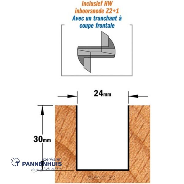 CMT Rechte groeffrees, HW D=24 x 30mm L=70 S=8 Z2+1 - Afbeelding 3