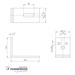 Hoekanker zwaar 55×80 40×4 SV (Sendzimir verzinkt)