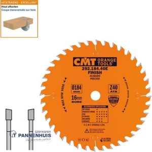 CMT Afkortcirkelzaag HW 184x16x2,6 Z40 Massieve houtsoorten