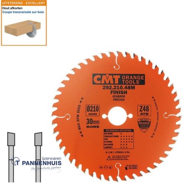 CMT Afkortcirkelzaag HW 210x30x2,8 Z48 Massieve houtsoorten