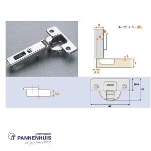 inboor Push scharnier C2APA99 met omgekeerde veer