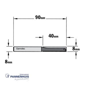 CMT Rechte groeffrees, HW D= 8 x 40mm L=90 S=8 Z2+1