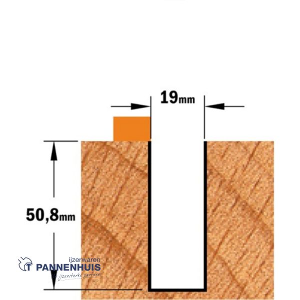 CMT Groeffrees met kogellager HW D=19 x 50.8 L=92 S=12 Z2 - Afbeelding 3