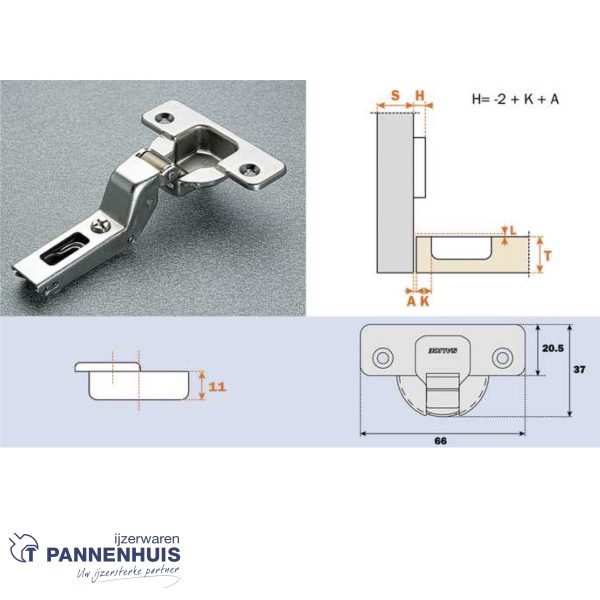 inboorscharnier C2A7P99 nikkel mat (18mm doorgezet)