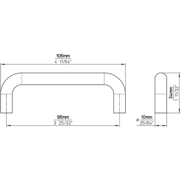 Meubelgreep 106×10×34 CC96 Wit kunststof 2st (120 4) - Afbeelding 5