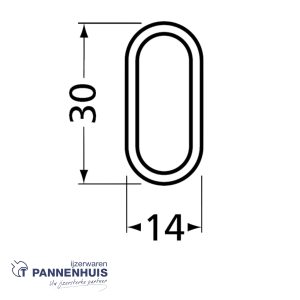 Garderobebuis ovaal 30x14x2mm 200 cm mat zwart