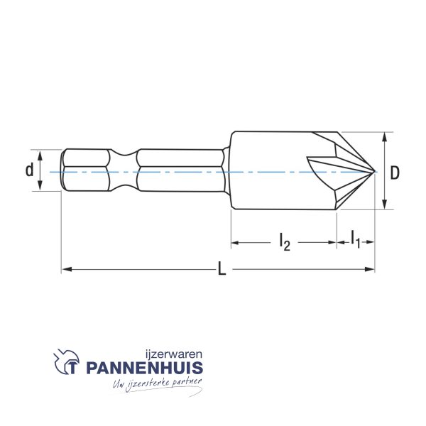 Izar Verzinkboor 19 mm HSSE Co 5Z met zeskantschacht DIN E6,3 / 1635 - Afbeelding 3