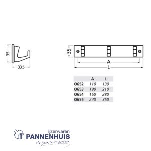 gemonteerde jashaak 2 haken wit (0652)