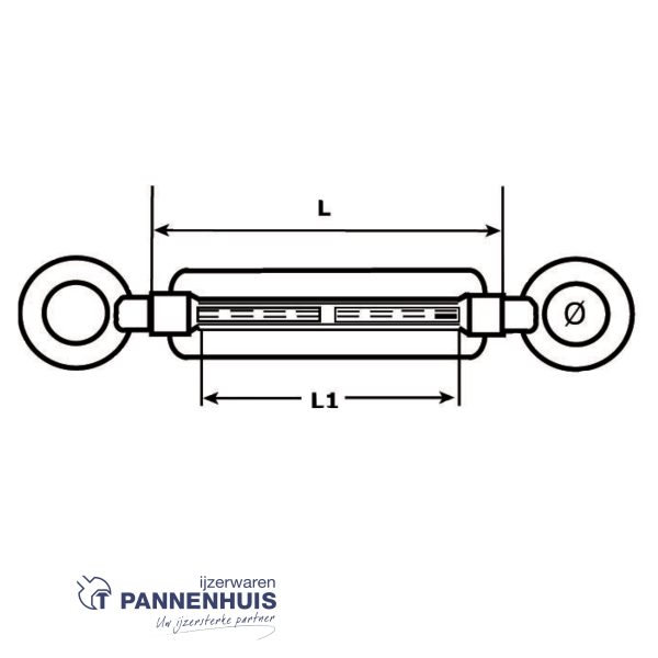 kabelspanner Oog-Oog  6 mm verzinkt - Afbeelding 2