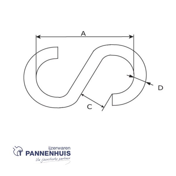S haak verzinkt 7 x 75mm - Afbeelding 2
