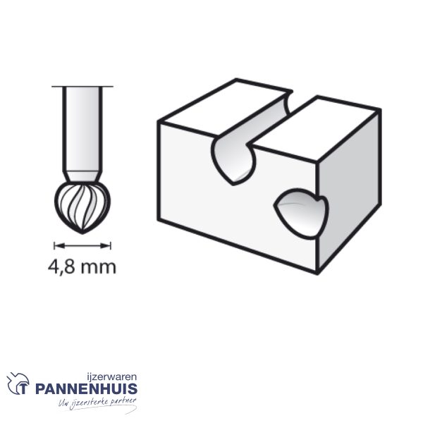 Dremel 192JA, Frees HSS kogelvorm 4,8 mm - Afbeelding 2