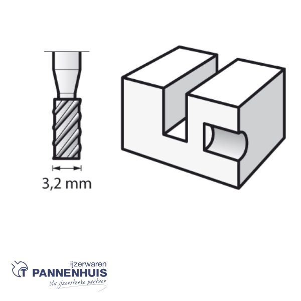 Dremel 194JA, Frees HSS cilindervorm 3,2 mm - Afbeelding 2