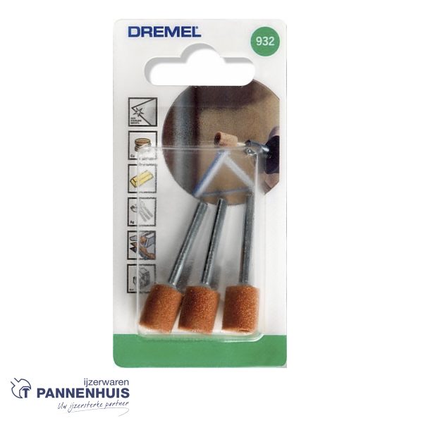 Dremel 932JA, Slijpsteen alum. ox. cilinder 9,5 mm - Afbeelding 3