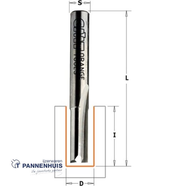 CMT Groeffrees met rechte snijkoppen, HWM D= 6 x 16mm L=50 S=8 Z2