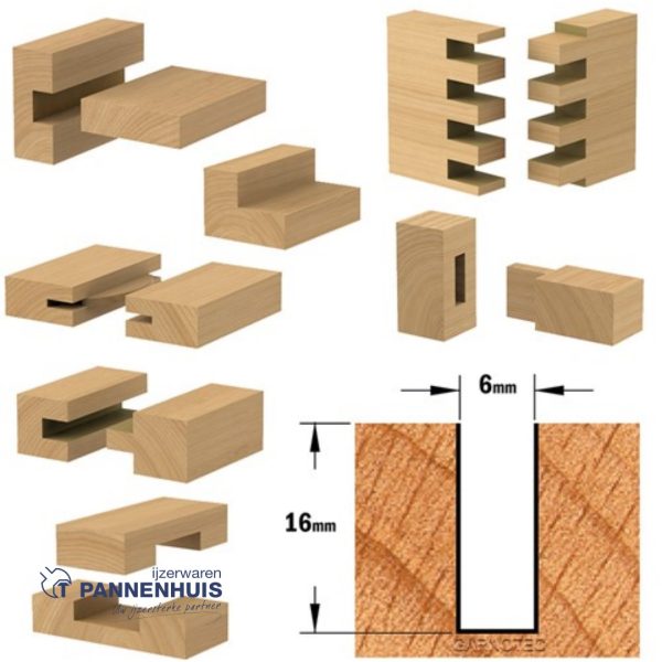 CMT Groeffrees met rechte snijkoppen, HWM D= 6 x 16mm L=50 S=8 Z2 - Afbeelding 3