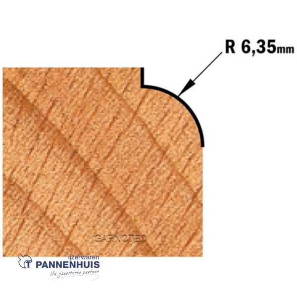 CMT Holle radiusfrees zonder opstaande kant, HW D=25,4 x 12.7mm R=6,35 L=54 S=8 Z2 - Afbeelding 3