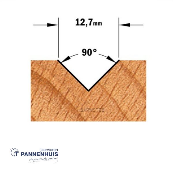 CMT V-groef frees 90° HW D=12,7 x 12.7mm 90° L=44,5 S=8 Z2 - Afbeelding 3