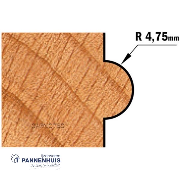 CMT Haflronde frees, HW D=25,4 x 22mm R=4,75 L=54 S=8 Z2 - Afbeelding 3