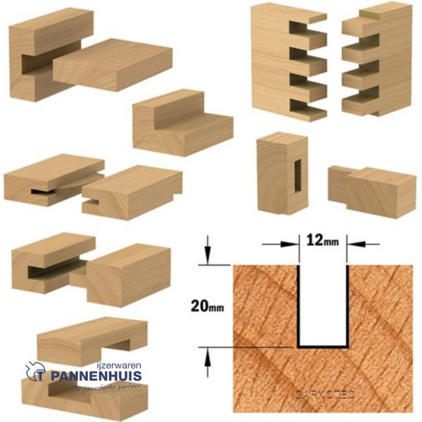 CMT Groeffrees met rechte snijkoppen, HW D=12 x 20mm L=50 S=8 Z2 - Afbeelding 3