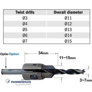 CMT Verstelbare verzinker D=11-15 d=3-7mm LT=34mm Z2 HW