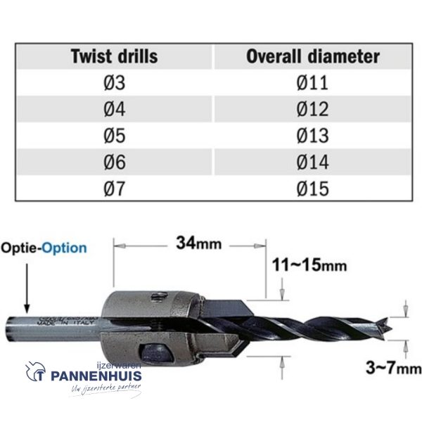 CMT Verstelbare verzinker D=11-15 d=3-7mm LT=34mm Z2 HW - Afbeelding 2