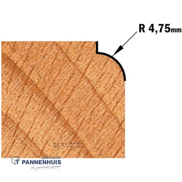 CMT Holle radiusfrees zonder opstaande kant, HW D=22,2 x 12.7mm R=4,75 L=54 S=8 Z2 - Afbeelding 3