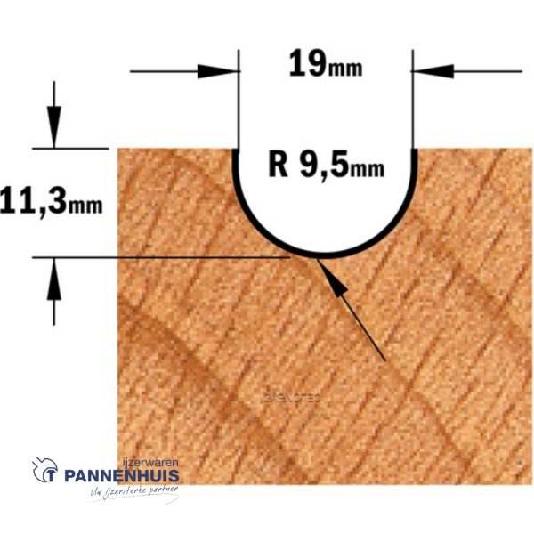 CMT Bolle radiusfrees HW D=19 x 11.5mm R=9,5 L=50,8 S=8 Z2 - Afbeelding 3