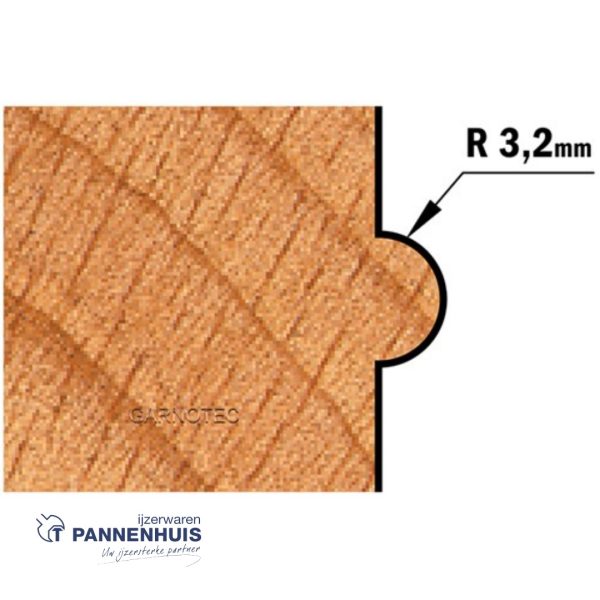 CMT Haflronde frees, HW D=22,2 x 19mm R=3,2 L=51 S=8 Z2 - Afbeelding 3